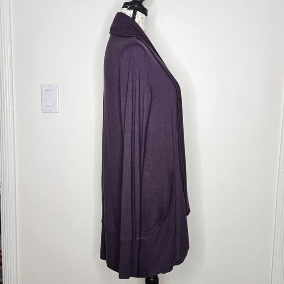 ATHLETA Womens Plum Open Front Cardigan with Pockets Generous Size XS - Picture 4 of 12